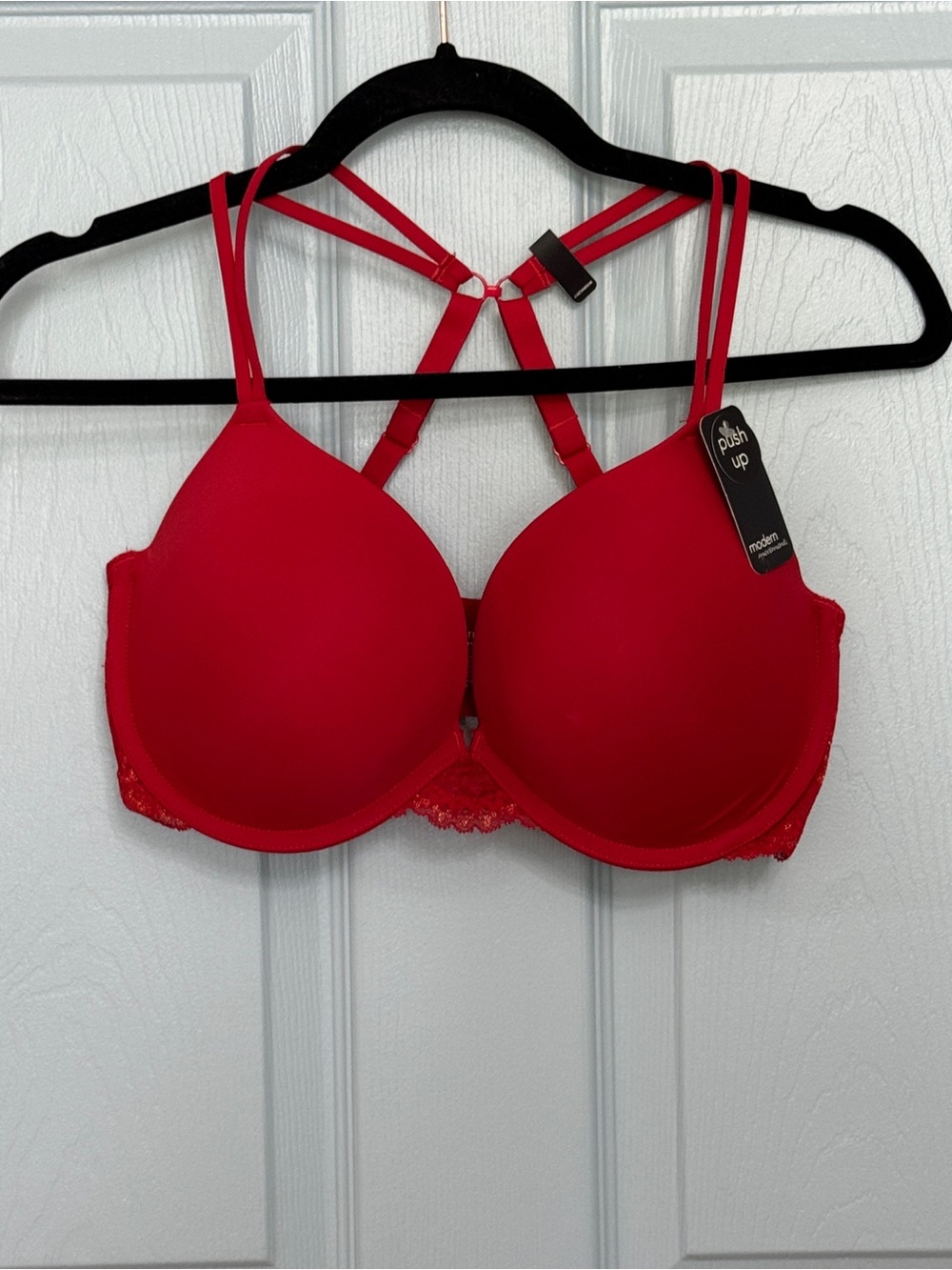 Modern Movements Red Gold Convertible Push Up Bra 34DD NWT